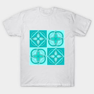 Tile pattern blue green mint T-Shirt